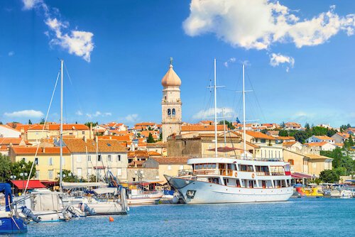 Krk harbour seen from the sea