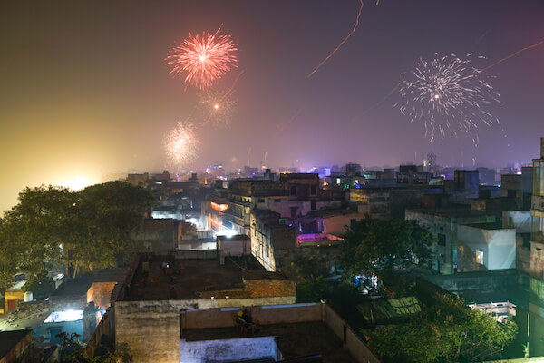 Diwali Fireworks in Varanasi/India -image by Shutterstock