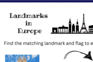 europe worksheets landmark flags 1