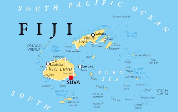 Fiji in the South Pacific Ocean map