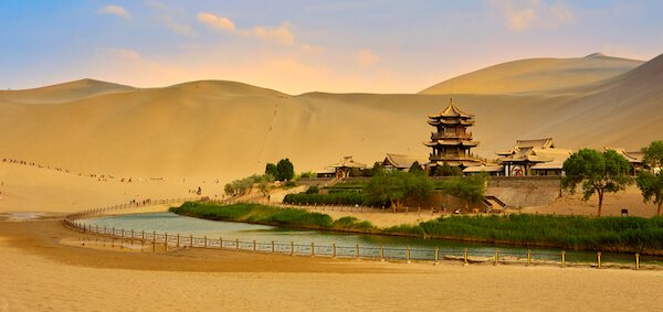 Crescent moon spring in Gansu/Gobi Desert - image by Rick Wang Shutterstock