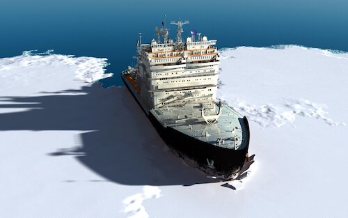 Icebreaker ship in the Arctic Ocean