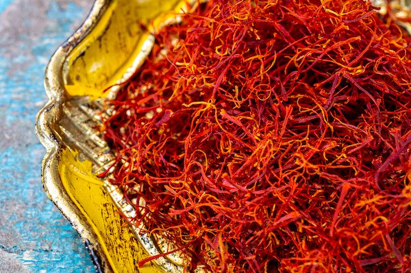 Iranian saffron on a plate