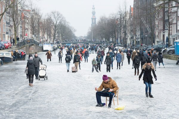 Iceskating on the Amsterdam canals - image by Elisabeth Aardema/shutterstock.com