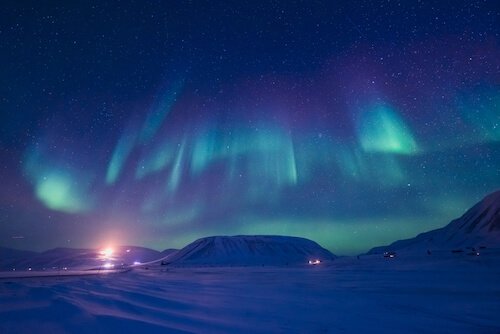 Norway Northern lights in green