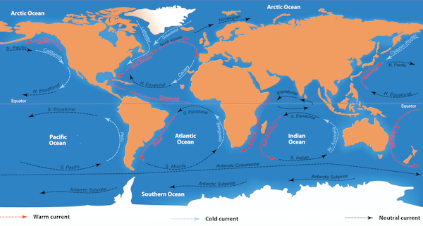 curenții oceanici - imagine de Designua/. com (modificată)