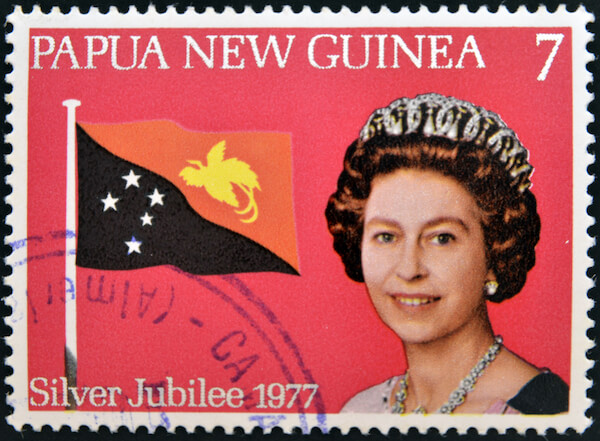 Papua New Guinea stamp to honour Queen Elisabeth II. on her Silver Jubilee - image by Naftali/shutterstock.com
