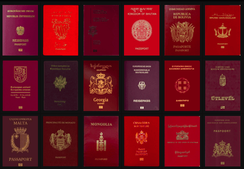 red passports from around the world - image by passport index