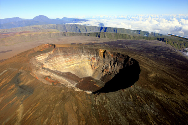 Piton de la Fornaise crater a seen from the air
