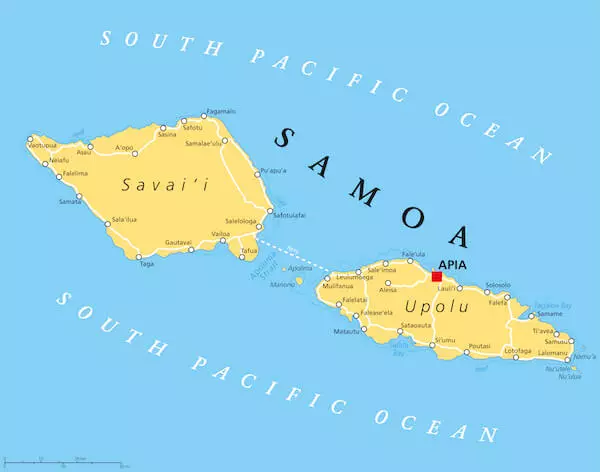 Samoan map of both main islands Samoa map of the two main islands: Upolu and Savaii