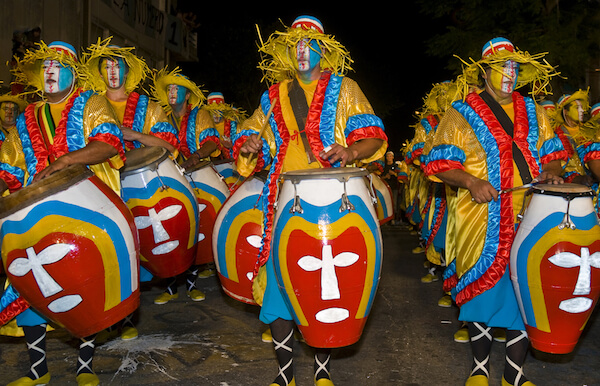 Candombe drumming in Uruguay carnival