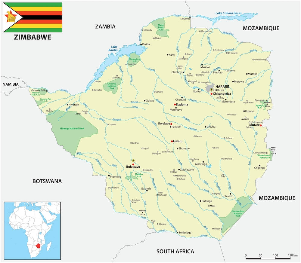 zimbabwe map location